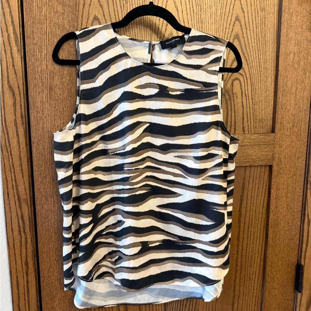 Banana Republic Black and Cream Zebra-Print Sleeveless Camisole